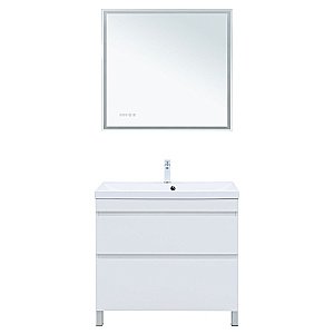 Тумба с раковиной Aquanet Нота New 90 344147+284114 белая глянцевая для ванной в интернет-магазине Sanbest