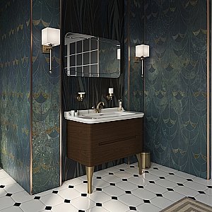 Тумба с раковиной Kerasan Waldorf 925546 100 темный орех с 1 отверстием/заглушка хром для ванной в интернет-магазине Sanbest