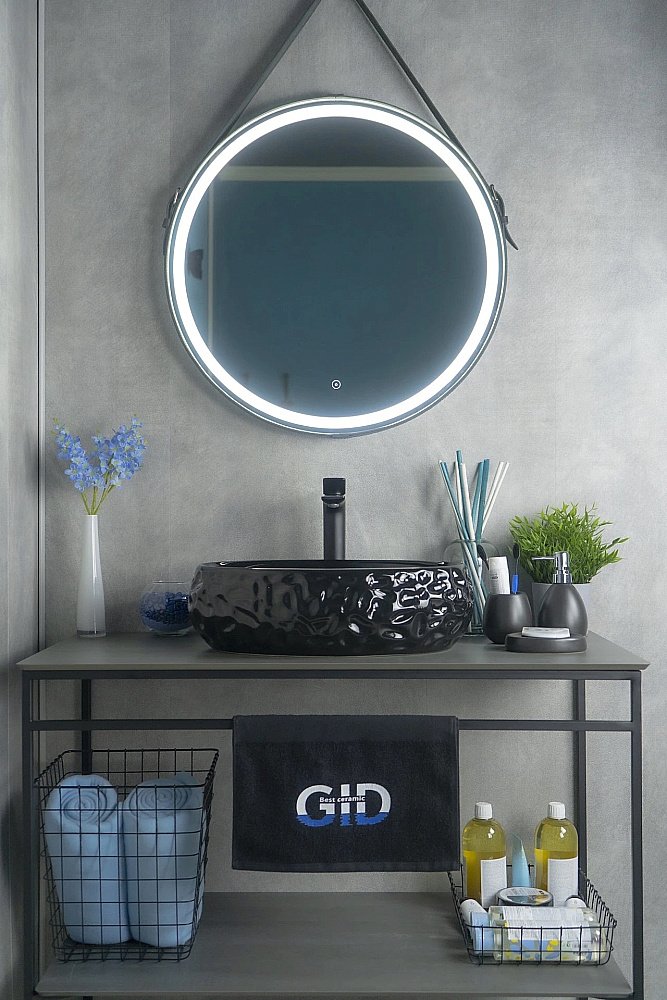 Раковина накладная Gid Lago 48 9030bf 52232 черная купить в интернет-магазине Sanbest