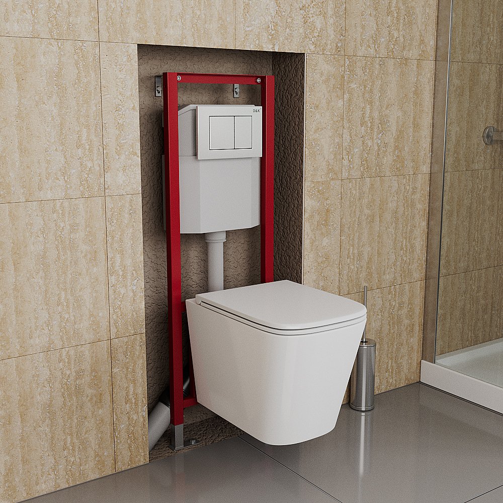 Инсталляция для унитаза D&K DI8640116 кнопка белая купить в интернет-магазине сантехники Sanbest