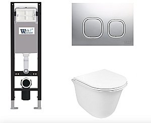 Унитаз с с инсталляцией WeltWasser AMBERG 350 + TELBACH 004 GL-WT + AMBERG RD-MT CR белый/кнопка матовый хром купить в интернет-магазине Sanbest