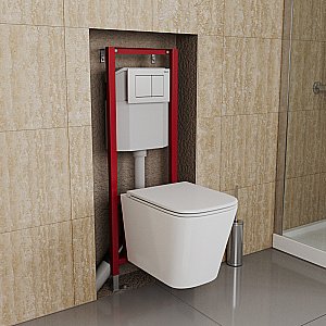 Инсталляция для унитаза D&K DI8640116 кнопка белая купить в интернет-магазине сантехники Sanbest