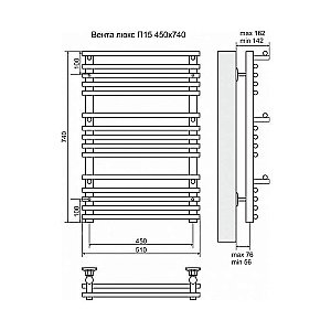 Полотенцесушитель электрический Terminus Вента Люкс П15 450x740 левый/правый купить в интернет-магазине сантехники Sanbest