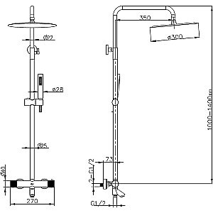 Душевая система Boheme Uno 468-T-GM сталь купить в интернет-магазине сантехники Sanbest
