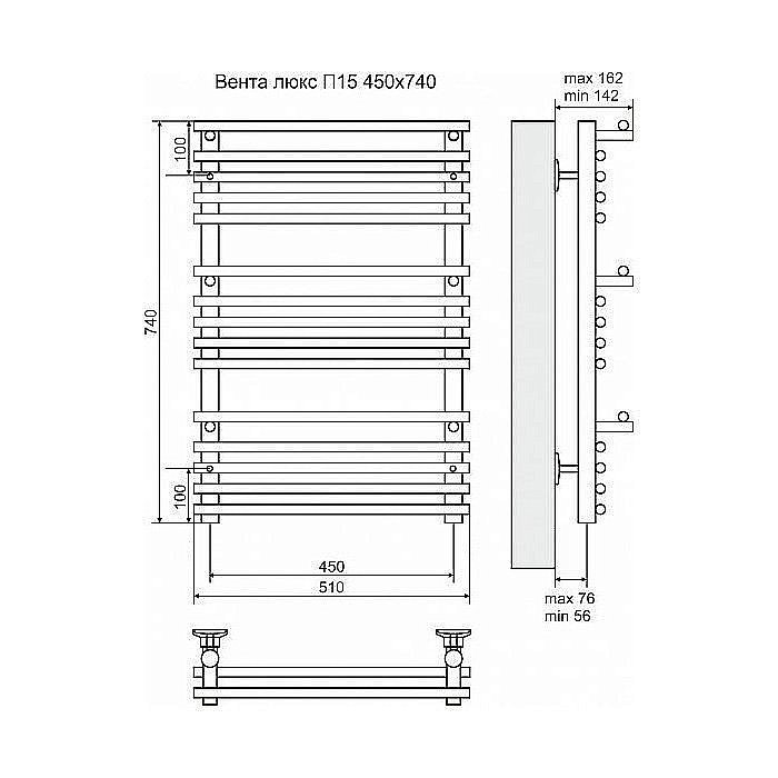 Полотенцесушитель электрический Terminus Вента Люкс П15 450x740 левый/правый купить в интернет-магазине сантехники Sanbest