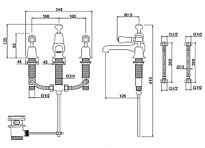 Смеситель для раковины Burlington KE12-QT купить в интернет-магазине сантехники Sanbest