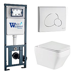 Унитаз с инсталляцией WeltWasser MARBERG 410 + HOFBACH 041 GL-WT + MAR 410 RD GL-WT купить в интернет-магазине Sanbest