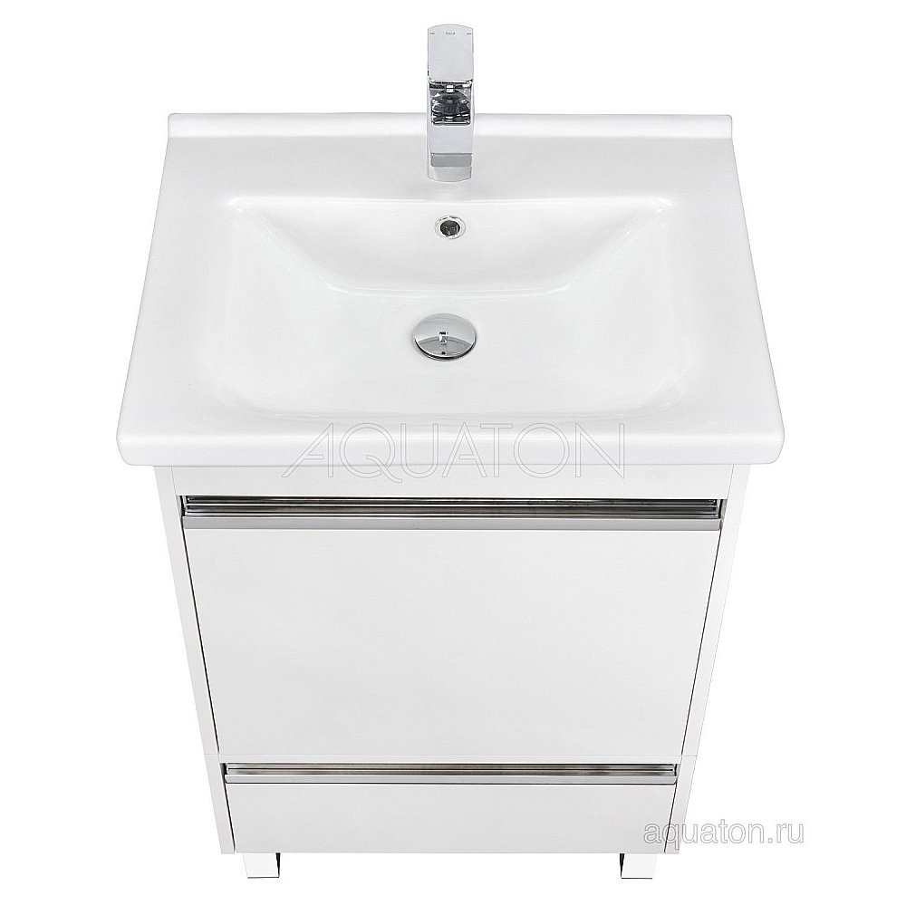 Тумба с раковиной Акватон Капри 60 белая глянцевая для ванной в интернет-магазине Sanbest