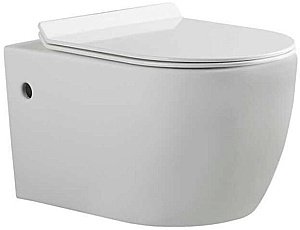 Унитаз подвесной Bravat GINA C21172UW-ENG 54x36,5 безободковый, с крышкой микролифт купить в интернет-магазине Sanbest