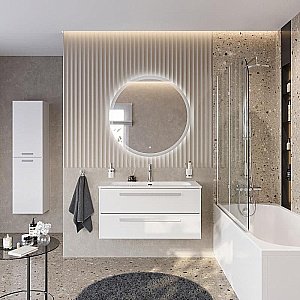 Тумба с раковиной Cezares ECO-CER-N 100 ECO-CER-N-1000-2C-SO-BO белая матовая для ванной в интернет-магазине Sanbest