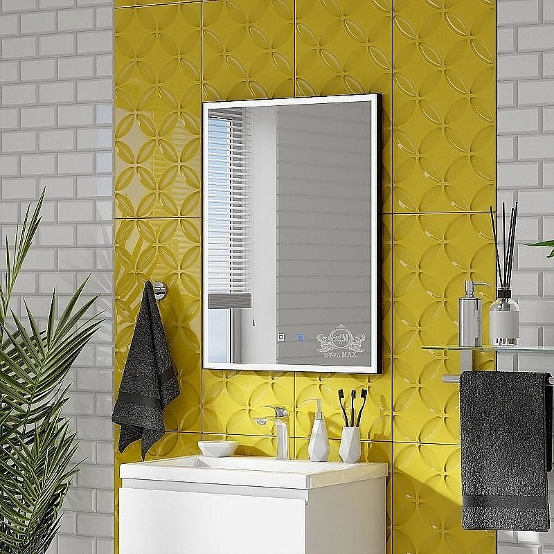 Зеркало с подсветкой ART&MAX AREZZO 60x80 черный в ванную от интернет-магазине сантехники Sanbest