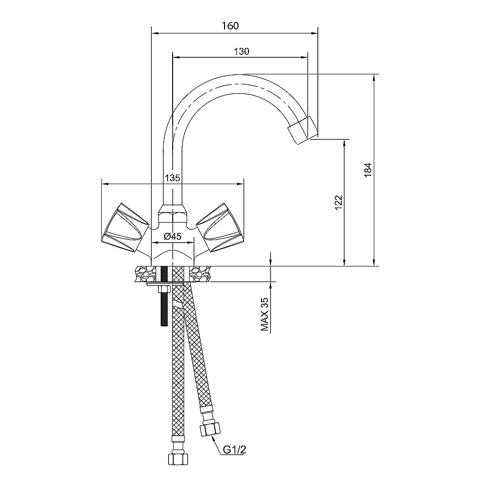 Смеситель для раковины Olive's CATALONA 23110CT хром купить в интернет-магазине сантехники Sanbest