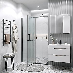 Душевая дверь Grossman Pragma 110 100.K33.03.110.21.02 стекло шиншилла/профиль черный матовый купить в интернет-магазине Sanbest