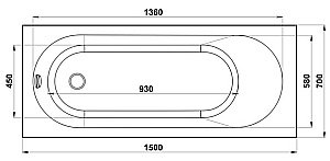 Ванна BAS Марбея 150х70 ВА00035 белая купить в интернет-магазине Sanbest
