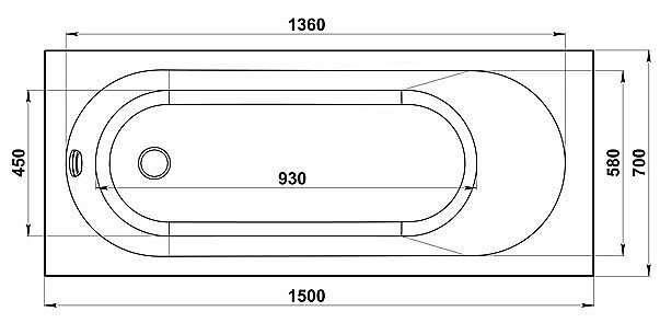 Ванна BAS Марбея 150х70 ВА00035 белая купить в интернет-магазине Sanbest