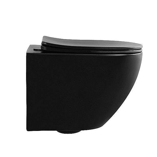 Унитаз подвесной ABBER BEQUEM AC1100MB с крышкой микролифт, безободковый, черный матовый купить в интернет-магазине Sanbest
