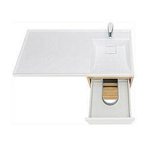 Тумба с раковиной Акватон Лондри 40 дуб сантана/белый для ванной в интернет-магазине Sanbest