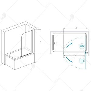 Шторка для ванны RGW SC-09B 80x150 купить в интернет-магазине Sanbest