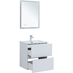 Тумба с раковиной Aquanet Джейн 60 313284 белая матовая для ванной в интернет-магазине Sanbest