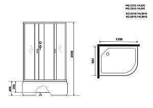 Душевая кабина Niagara Classic NG-2510-14BK 120х80 купить в интернет-магазине Sanbest
