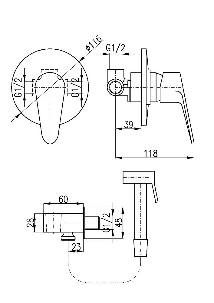 Гигиенический душ Rav-Slezak VICTORIA VI242/1 хром купить в интернет-магазине сантехники Sanbest