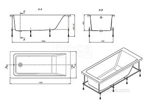 Ванна Roca Easy ZRU9302899 170x75 купить в интернет-магазине Sanbest