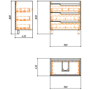 Тумба с раковиной Azario KANTRI 80/3 Н CS00097257 белая для ванной в интернет-магазине Sanbest