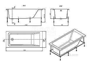 Ванна Roca Easy ZRU9302899 170x75 купить в интернет-магазине Sanbest