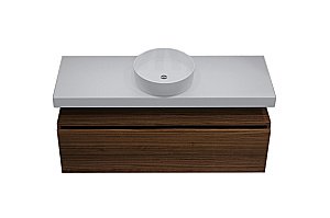 Тумба с раковиной и столешницей Armadi Art Flat 140 темный дуб для ванной в интернет-магазине Sanbest