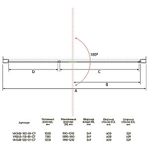 Душевая дверь Veconi Vianno VN34B-100-01-C7 100 купить в интернет-магазине Sanbest