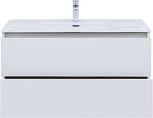 Тумба с раковиной Aquanet Lino 287544 100 (Flat) белый глянец для ванной в интернет-магазине Sanbest