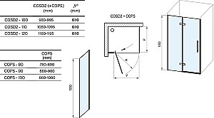 Душевой уголок Ravak Cool! COSD2+COPS 110x90 профиль черный/стекло прозрачное купить в интернет-магазине Sanbest