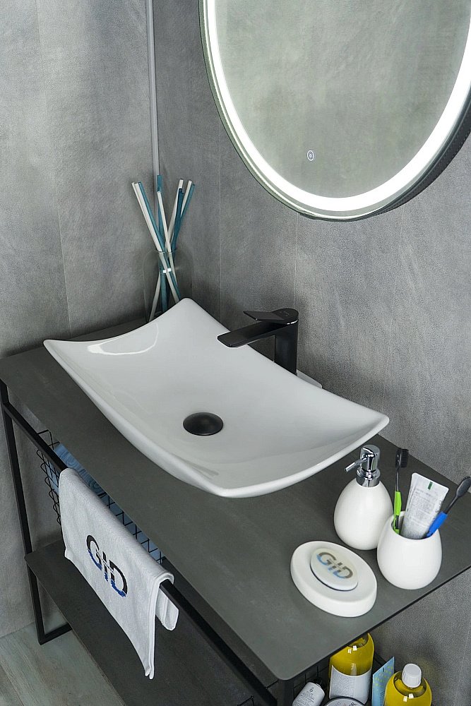 Раковина накладная Gid Creativo 56 N9176 51129 белая купить в интернет-магазине сантехники Sanbest