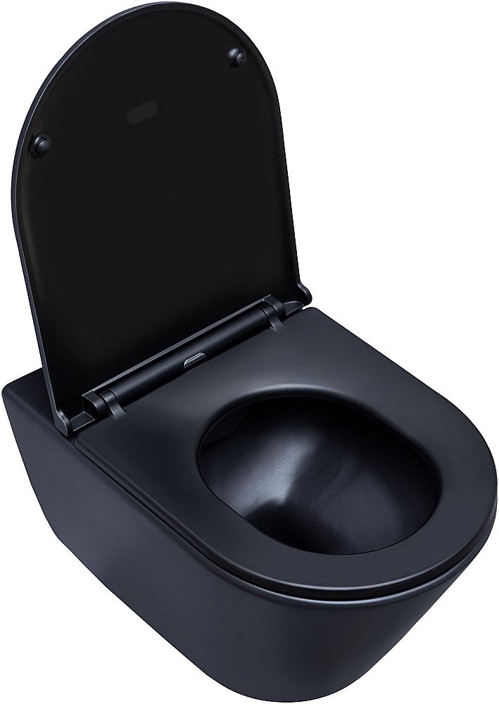 Унитаз подвесной Aquanet Lake черный матовый с крышкой микролифт, безободковый купить в интернет-магазине Sanbest