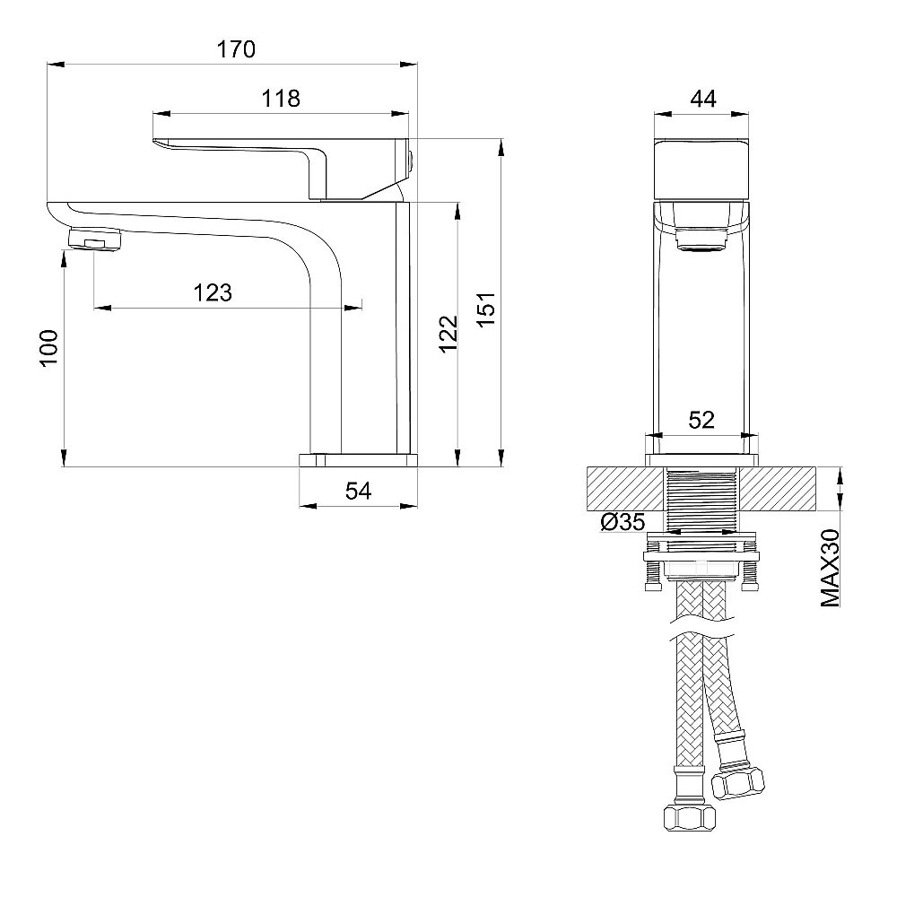 Смеситель для раковины WONZON & WOGHAND EDGE, Хром (WW-88139003-CR) купить в интернет-магазине сантехники Sanbest