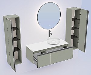 Тумба с раковиной и столешницей Armadi Art QUATRO 2 140 LUNA/профиль ANTHRACITE для ванной в интернет-магазине Sanbest