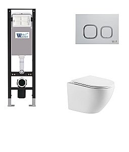 Унитаз с инсталляцией WeltWasser AMBERG 350 + MERZBACH 043 GL-WT + AMBERG RD-WT белый/кнопка белая-хром купить в интернет-магазине Sanbest
