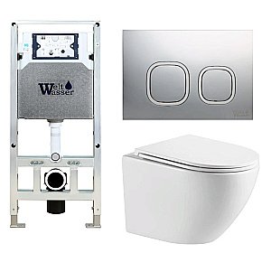 Унитаз с инсталляцией WeltWasser AMBERG 506 ST + MERZBACH 043 MT-WT + AMBERG RD-MT CR купить в интернет-магазине Sanbest