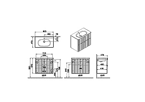 Тумба с раковиной VitrA Root Groove 69438 80 матовая серая для ванной в интернет-магазине Sanbest
