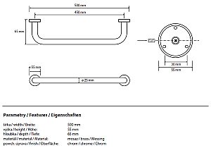 Поручень прямой Bemeta Omega 102307052 купить в интернет-магазине сантехники Sanbest