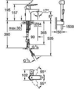 Смеситель для раковины Grohe Eurosmart Cosmopolitan 23433000 купить в интернет-магазине сантехники Sanbest