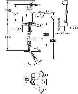 Смеситель для раковины Grohe Eurosmart Cosmopolitan 23433000 купить в интернет-магазине сантехники Sanbest