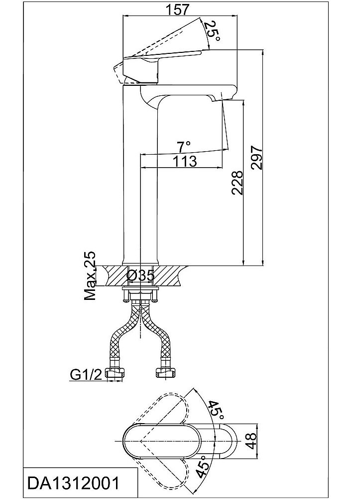 Смеситель для раковины D&K Rhein Speyer DA1312001 купить в интернет-магазине сантехники Sanbest