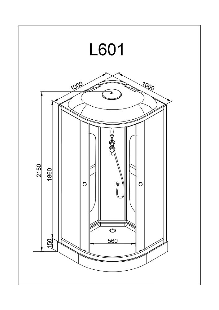 Душевая кабина DTO L 601 98689 100x100 с электрикой купить в интернет-магазине Sanbest