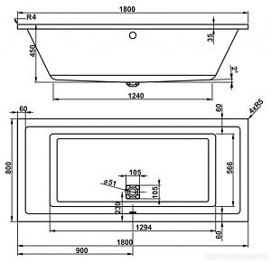 Ванна акриловая Vagnerplast Cavallo 180x80 купить в интернет-магазине Sanbest