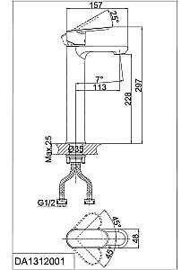 Смеситель для раковины D&K Rhein Speyer DA1312001 купить в интернет-магазине сантехники Sanbest