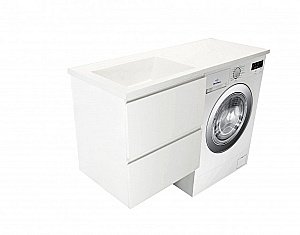 Тумба с раковиной Эстет Dallas Luxe 130 подвесная 2 ящика, белая для ванной в интернет-магазине Sanbest