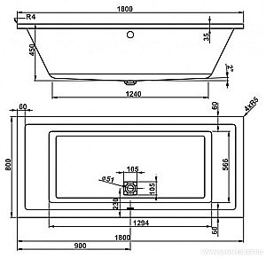 Ванна акриловая Vagnerplast Cavallo 180x80 купить в интернет-магазине Sanbest