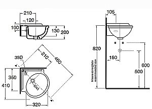Раковина угловая Azzurra Jubilaeum 41 JUB35/AN bi*1 белая купить в интернет-магазине Sanbest