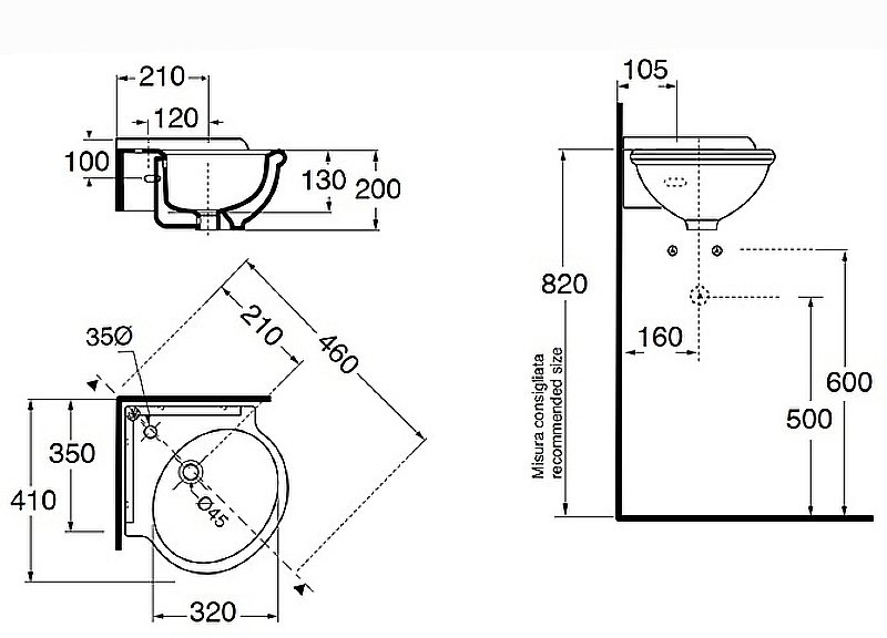 Раковина угловая Azzurra Jubilaeum 41 JUB35/AN bi*1 белая купить в интернет-магазине Sanbest